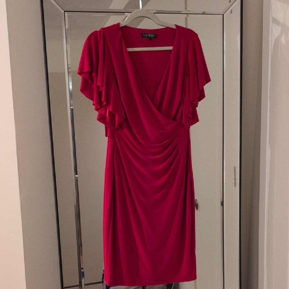 Ralph Lauren Fuchsia Draped Midi Dress